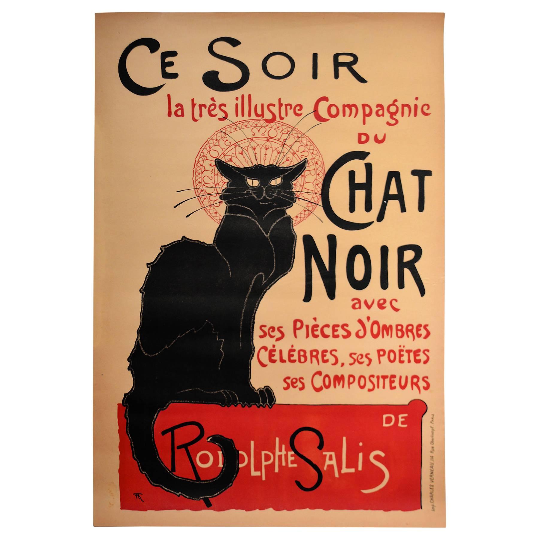 Original 1896 Chat Noir Poster by Steinlen for the Black Cat French Cabaret
