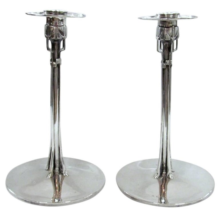 Archibald Knox for Liberty and Co. Cymric candlesticks, 1912–13