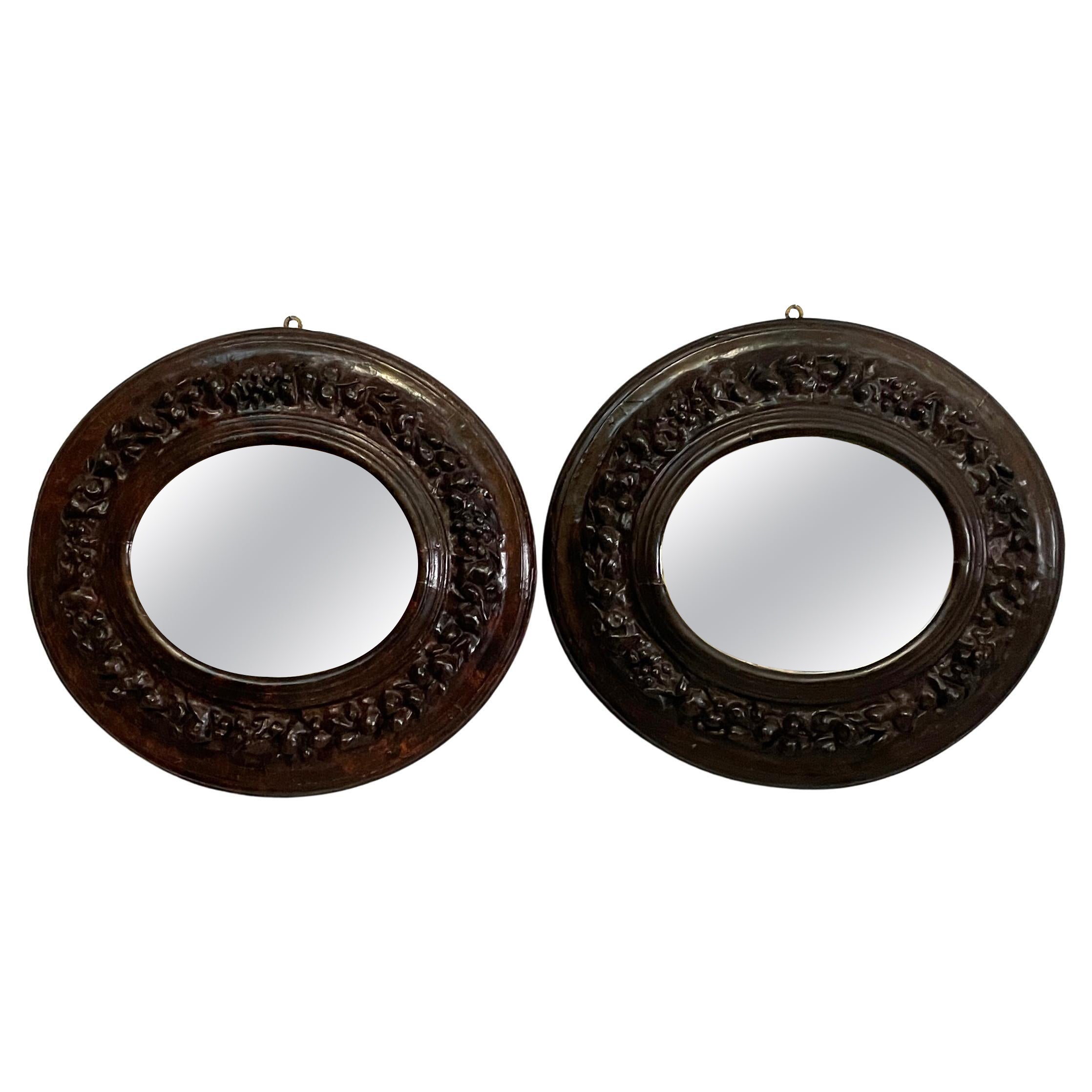 Italian Oval wall mirrors with papier-mâché frame, 1700s