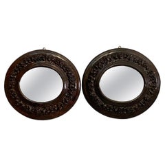 Antique Italian Oval wall mirrors with papier-mâché frame, 1700s