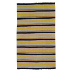 Alfombra Dhurrie Vintage con Rayas Policromáticas  Rug & Kilim
