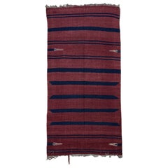 Tapis Dhurrie vintage à rayures rouges et bleues  Rug & Kilim
