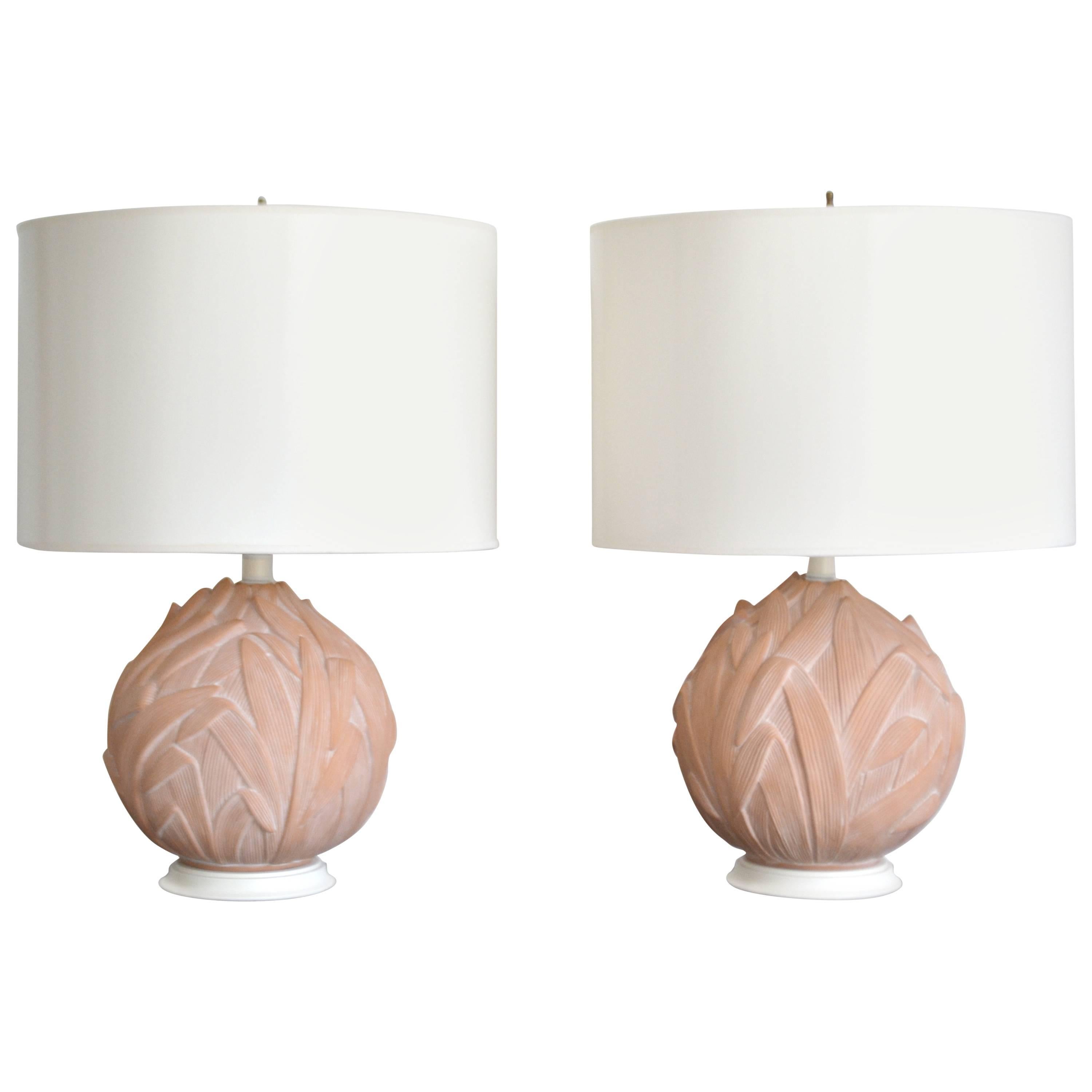 Pair of Mid-Century Terracotta Table Lamps