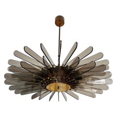 Brass and Glass Chandelier by Gino Paroldo, Italy, 1970s