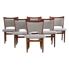 Ensemble de 6 chaises danoises modernes en chêne et laine d'agneau, modèle SW86 de Finn Juhl, 1953