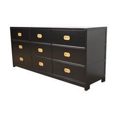 Michael Taylor for Baker Furniture Hollywood Regency Black Lacquered Dresser