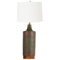 Vintage California Olive Green Ceramic Table Lamp by David Cressey