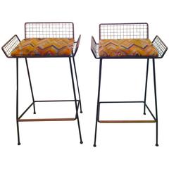 Rare Pair of Tony Paul Bar Stools, 1950s Vintage Rare Pair of Tony Paul Bar Stools, 1950s