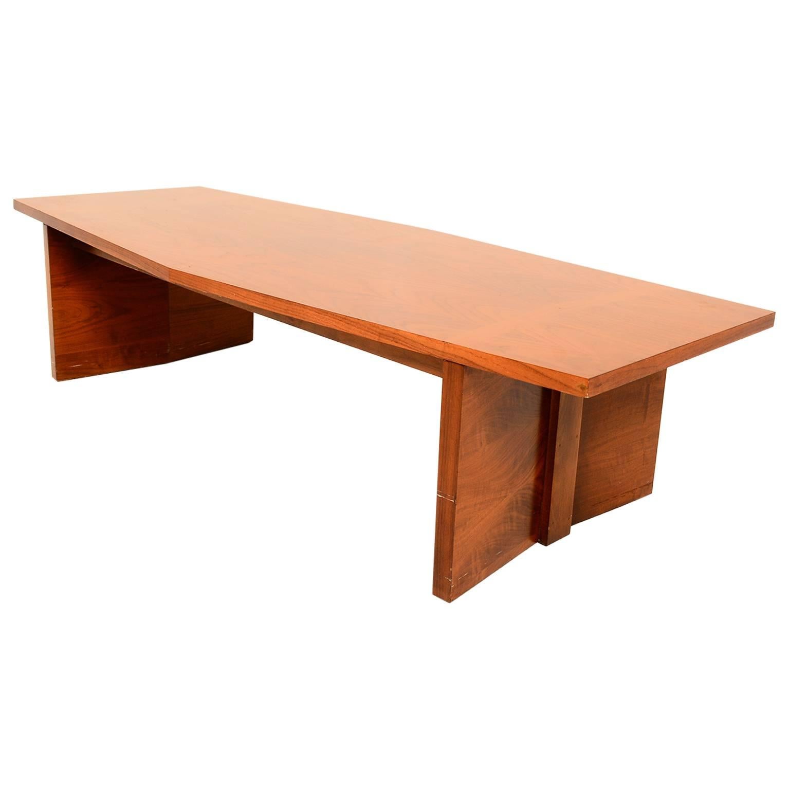 1960s Sculpturally Bold Modern LANE Coffee Table in Oak Wood Modular Brutalist