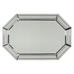 Vintage Modern Art Deco Revival Style Octagon Muti Panel Beveled Wall Mirror
