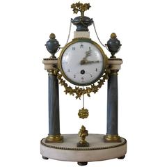 Late 18th Century Gray and White Marble Paris Mantle Clock