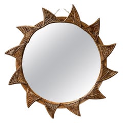 Rattan Sun Mirror by Vivai Del Sud. Italy, 1970s