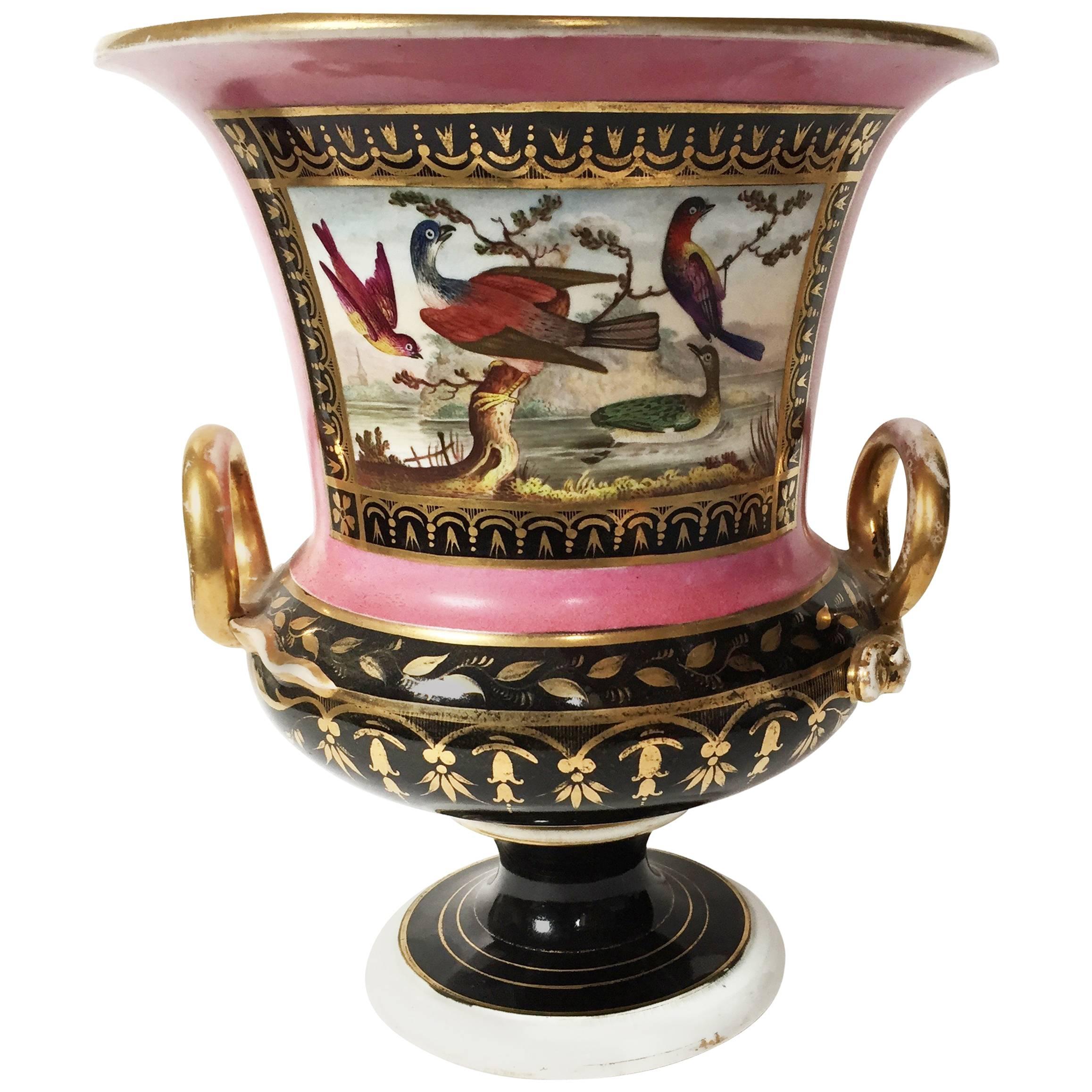 Bird-Decorated Bloor Derby Porcelain Vase, Painting by Dodson For Sale