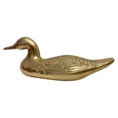 Escultura "señuelo" de pato grande de latón vintage