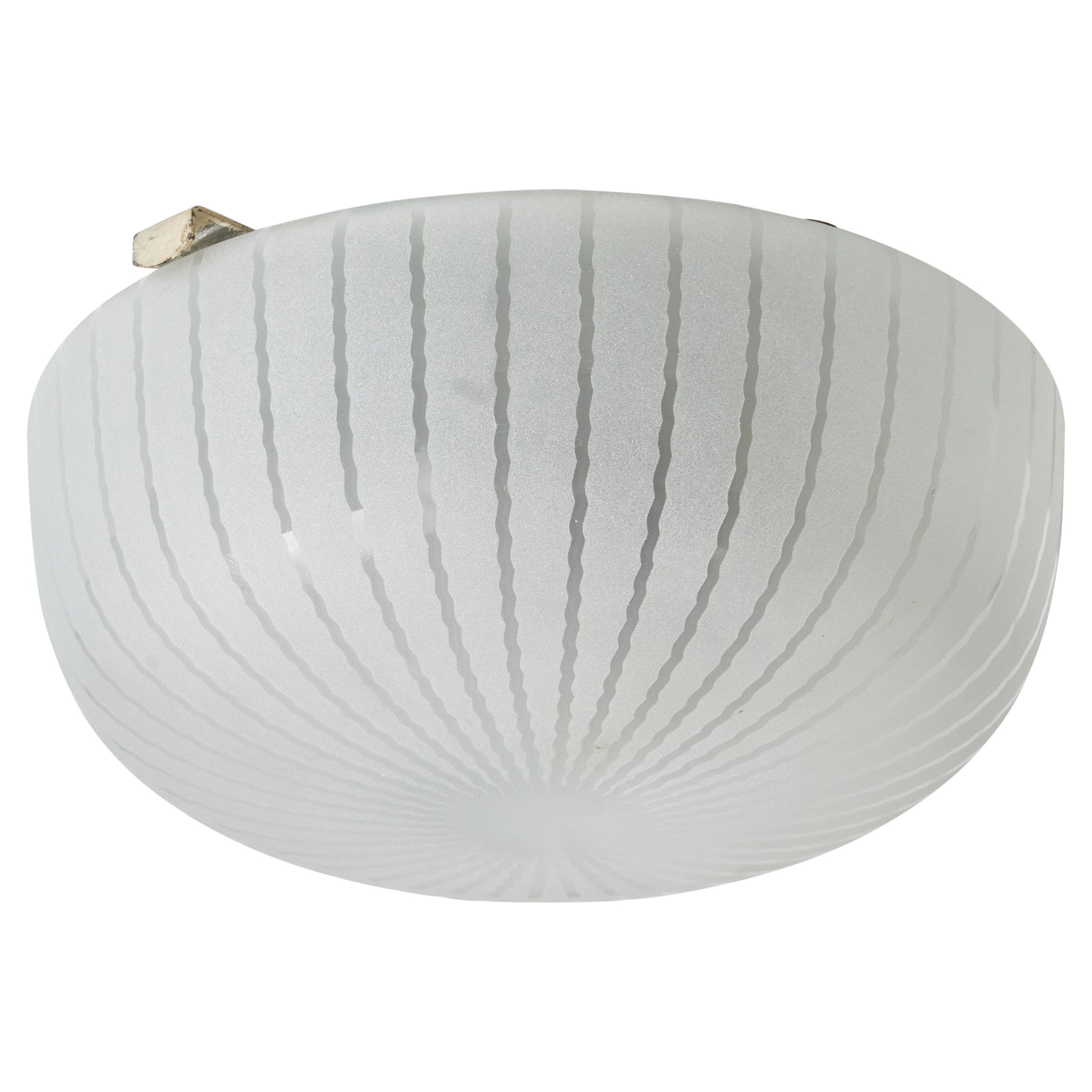 Swedish Designer, Flush Mount, Glass, Metal, Sweden, 1940s