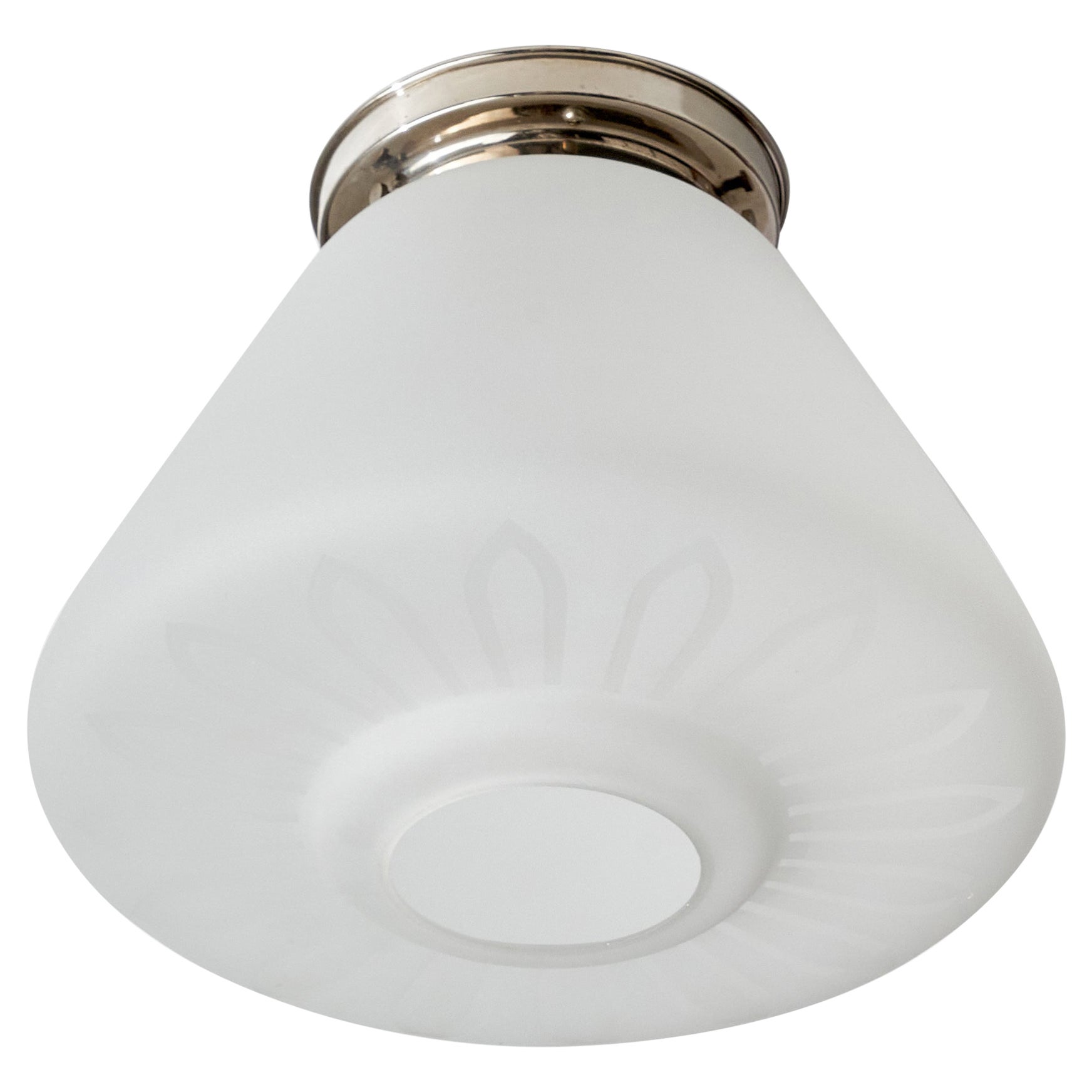 Schwedischer Designer, Einbaubeleuchtung, Glas, Chrom, Schweden, 1930er Jahre