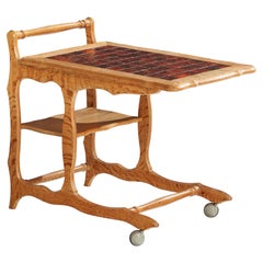 Used Danish Designer, Bar Cart, Oak, Ceramic, Denmark, 1960s