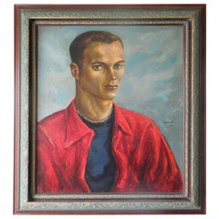 1952 Beautiful Male Portrait Original Paintaing by Robert Kennicott