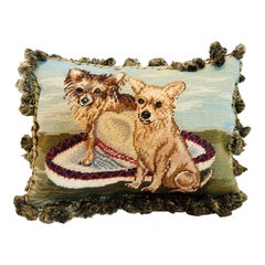 Oreiller décoratif vintage aux points d'aiguille Chihuahua Dogs Design