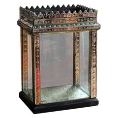 Antique 19th Century Glass & Mirrored Venetian Vitrine Display Case Curio Cabinet