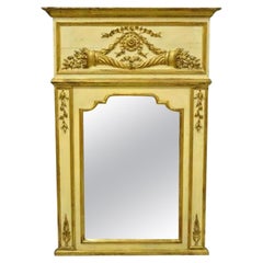Antique Italian Neoclassical Gold Giltwood Large 58x40 Trumeau Wall Mirror