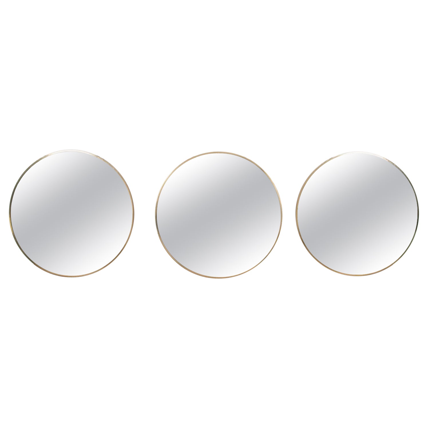 Set of Three 20th Century Italian Brass Mirrors