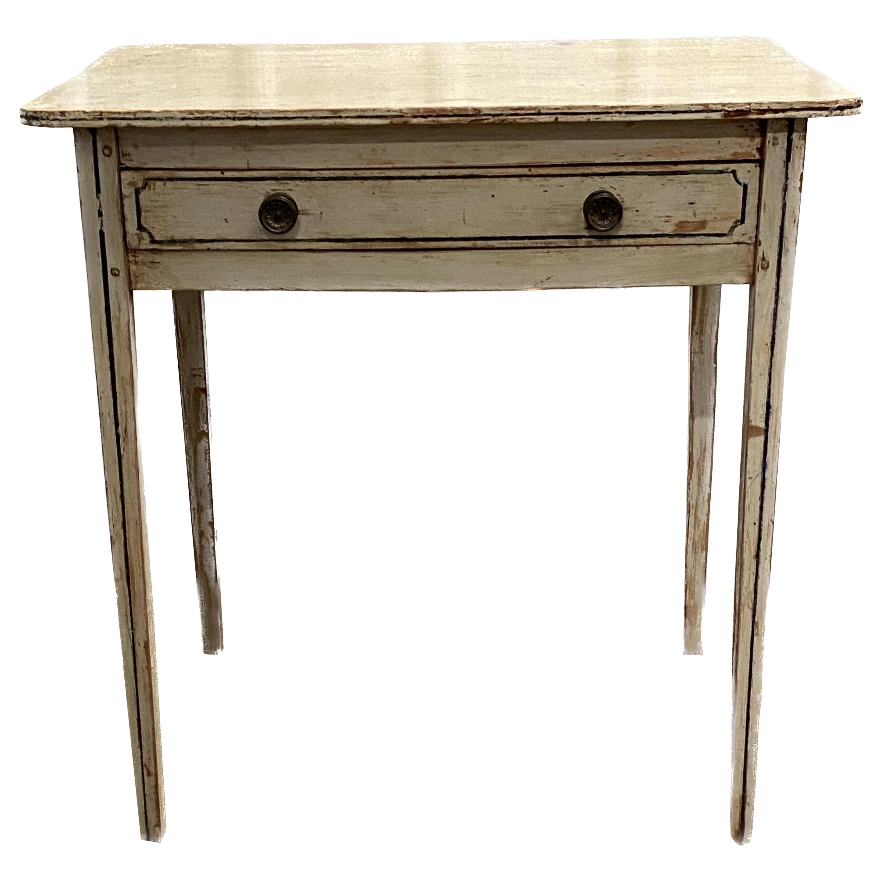 Late Georgian III Provincial Cream Painted Side Table