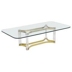Mid Century Lucite/ Brass Coffee Table by A. Albrizzi, Gilt Brass, IT ca. 1970