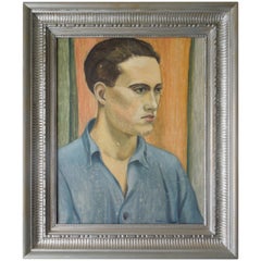 WPA Artist Original Oil Painting 40s Portrait of a Handsome Man