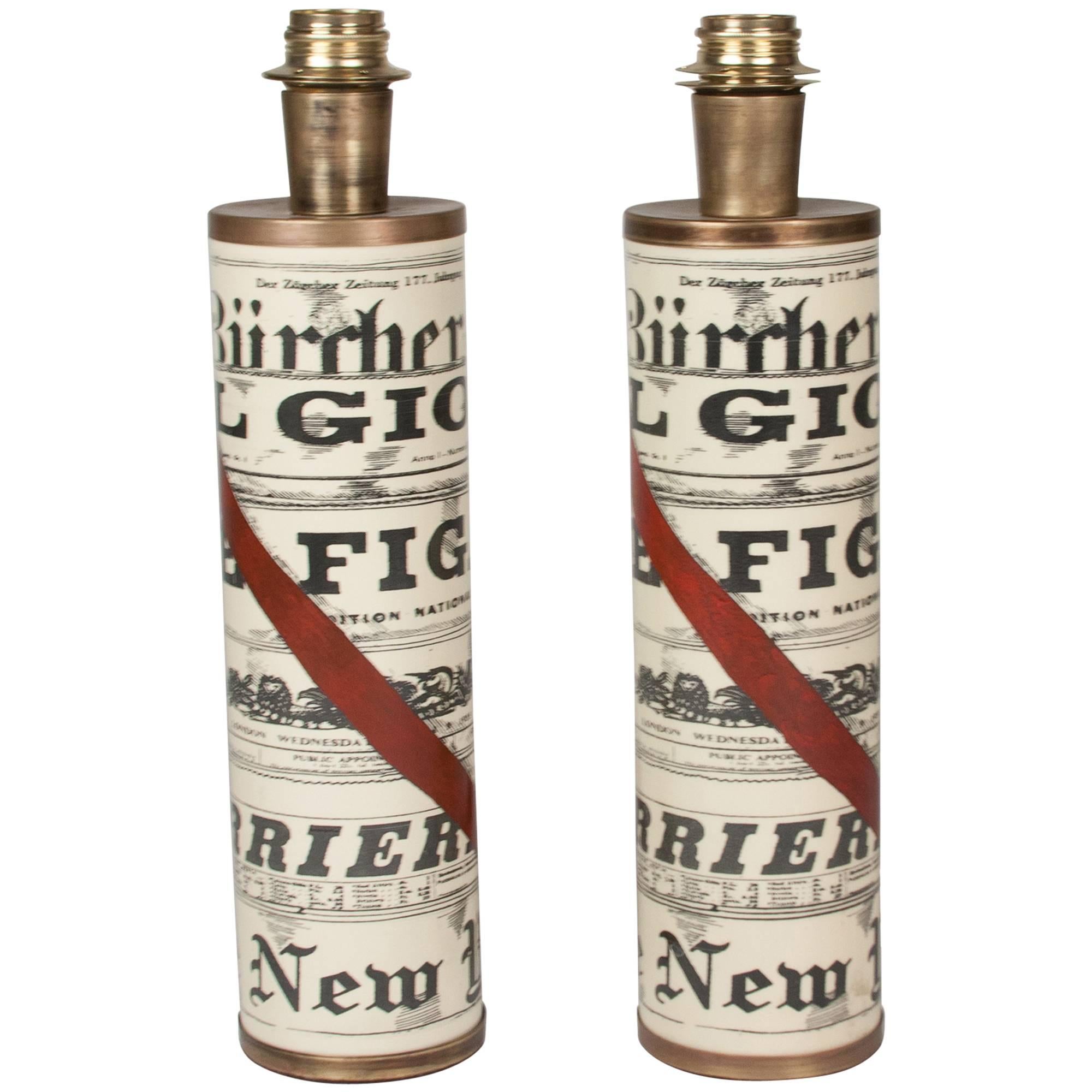 Pair of Fornasetti "Journali" Table Lamps