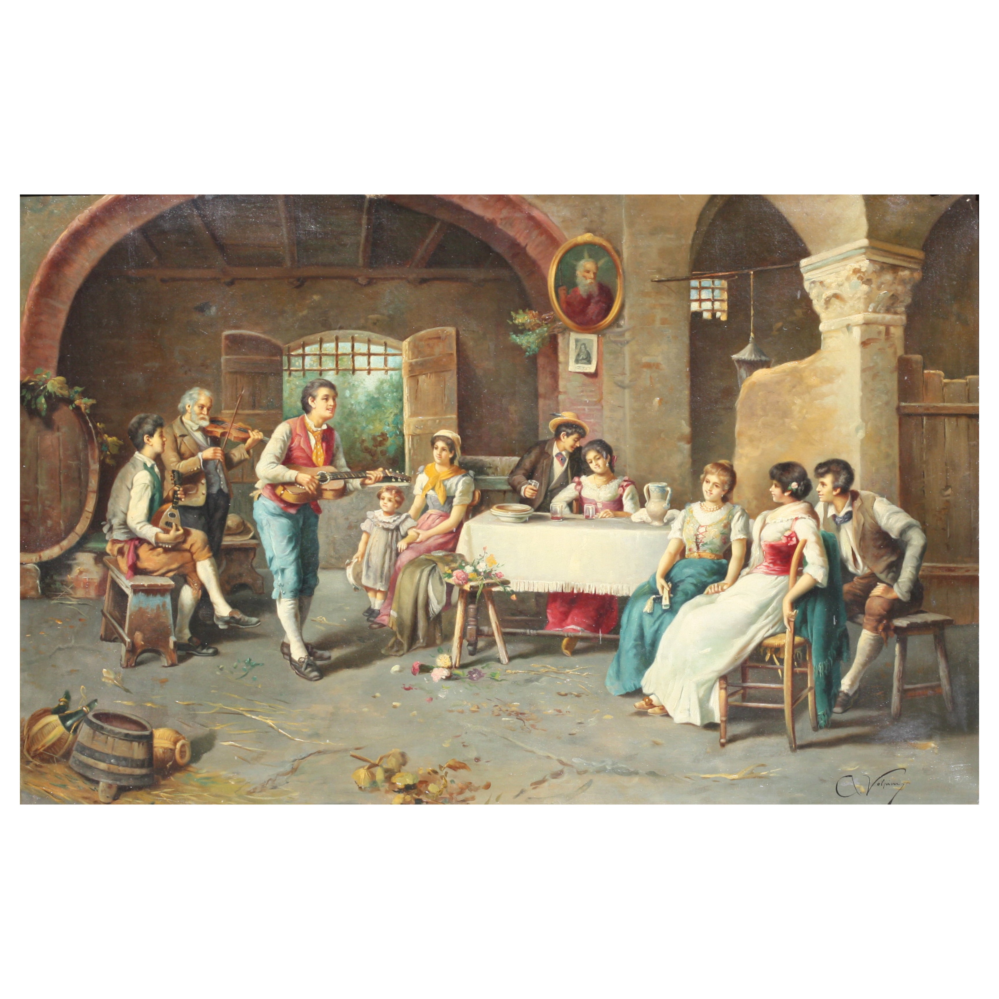 Augusto Volpini, (italiano, siglo XIX) Escena de taberna en venta