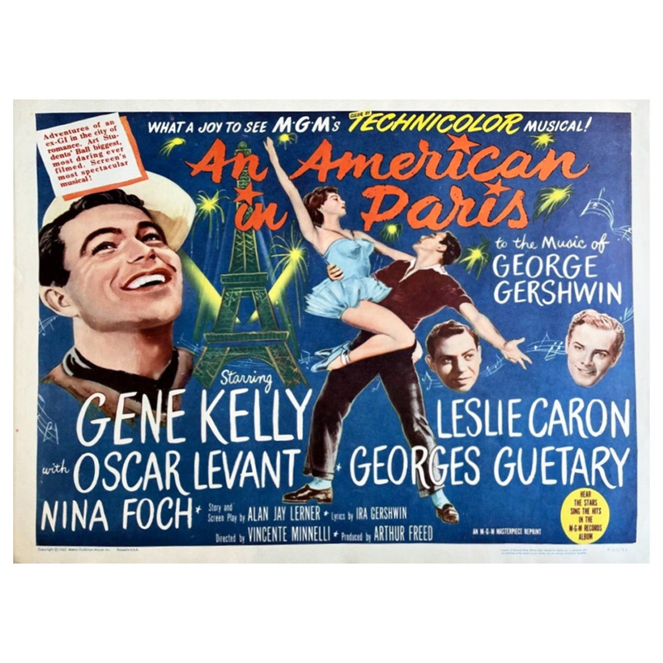 1951 Ein Amerikaner in Paris, Original-Vintage-Poster