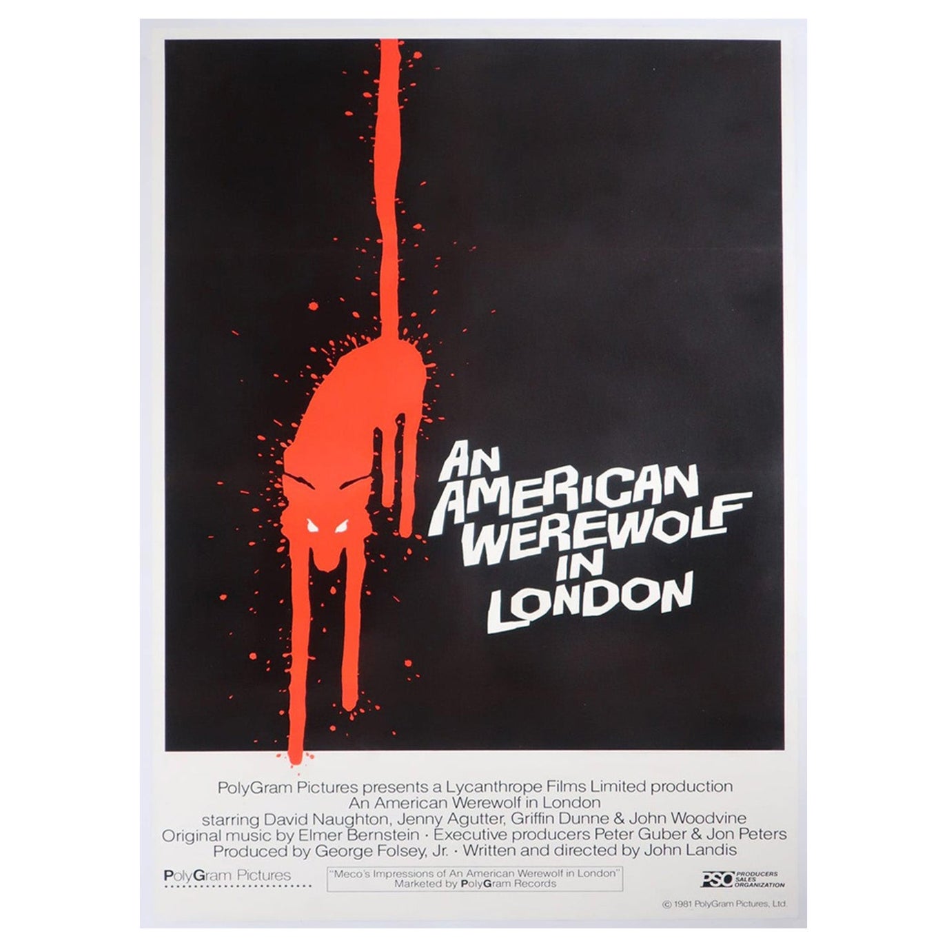 1981 Un hombre lobo americano en Londres Cartel Vintage Original en venta