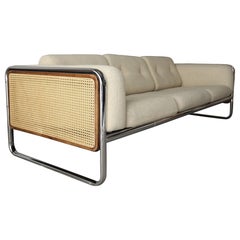 Mid Century Sofa with Chrome Frame and Cane