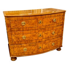 19th Century German Biedermeier Shaped Front Burl Walnut Commode
