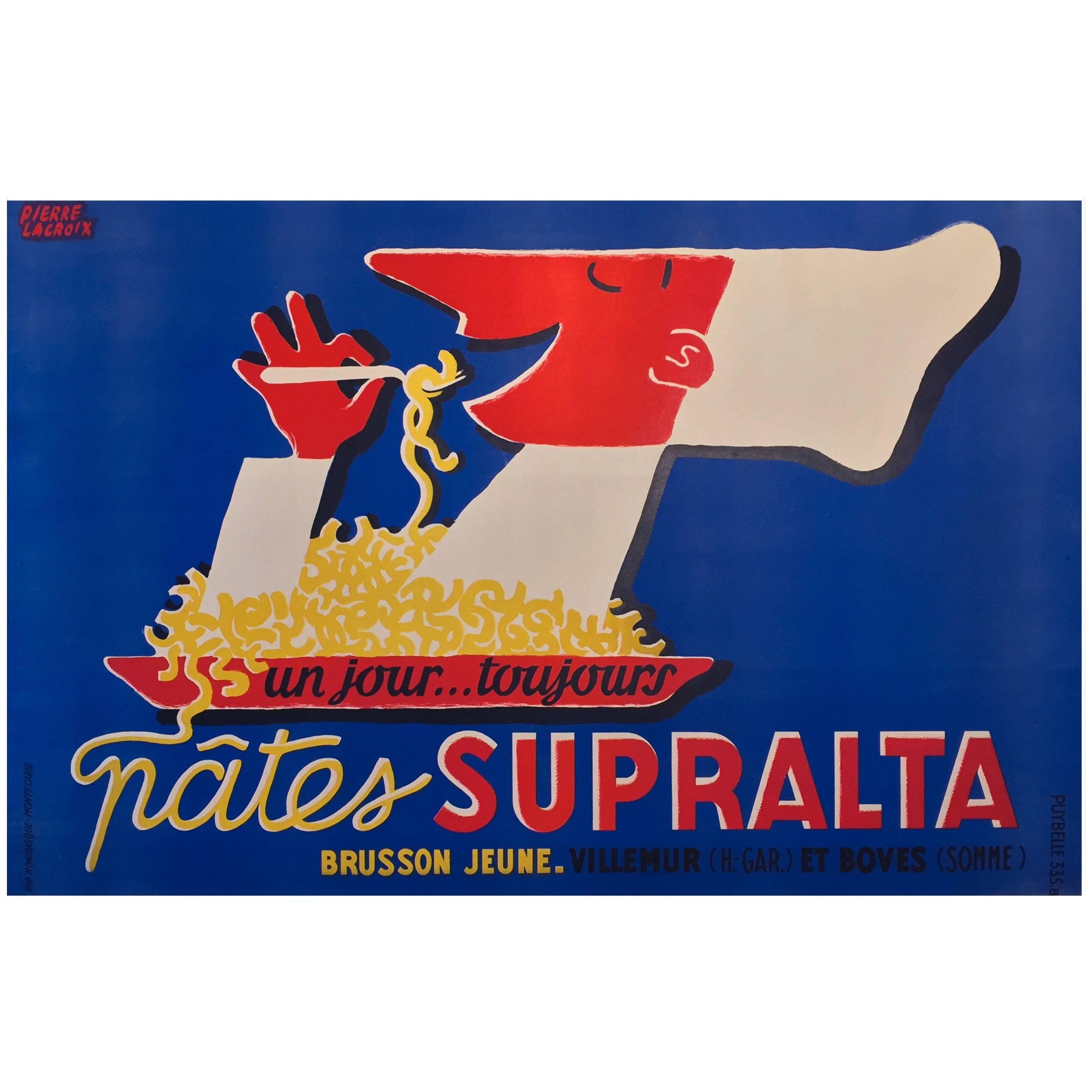 Mid-Century Modern Period Pates Supralta Advertising Poster by Pierre Lacroix For Sale