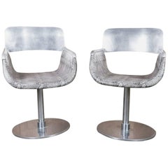 Vintage Pair of Italian Faux Python Swivel Chairs