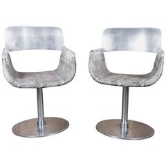 Pair of Italian Faux Python Swivel Chairs 8