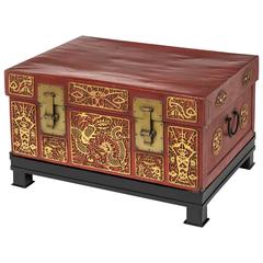 Chinese Leather Trunk on Stand 5