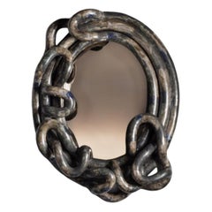 Glazed stoneware mirror entitled « Médusé.e #8 » by Clémentine Dupré, 2025.