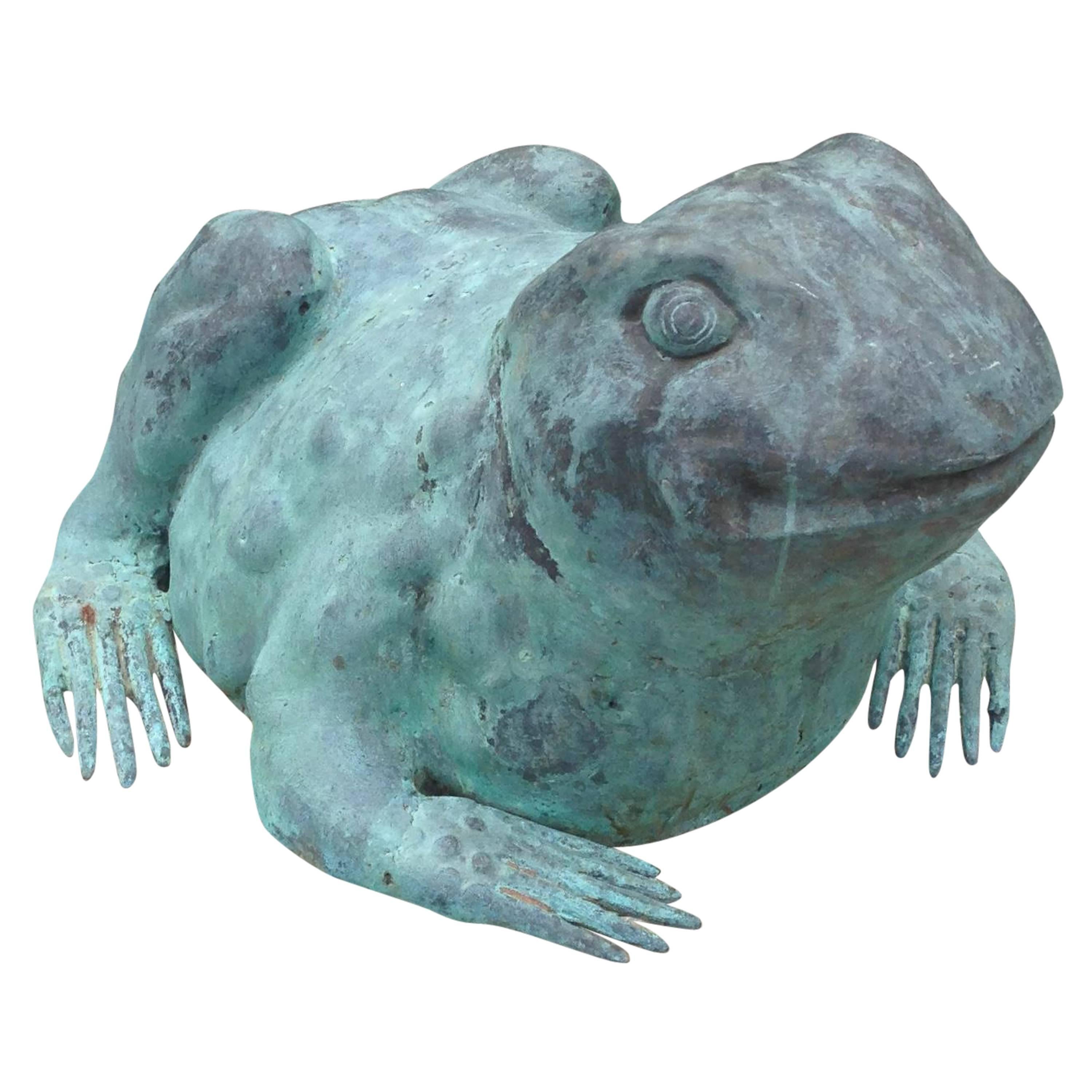 Monumental Patinated Metal Frog Sculpture at 1stDibs