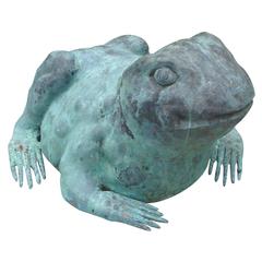 Vintage Monumental Patinated Metal Frog Sculpture