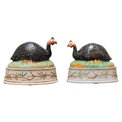 Pair of Staffordshire Guinea Fowl Tureens 19th Century
