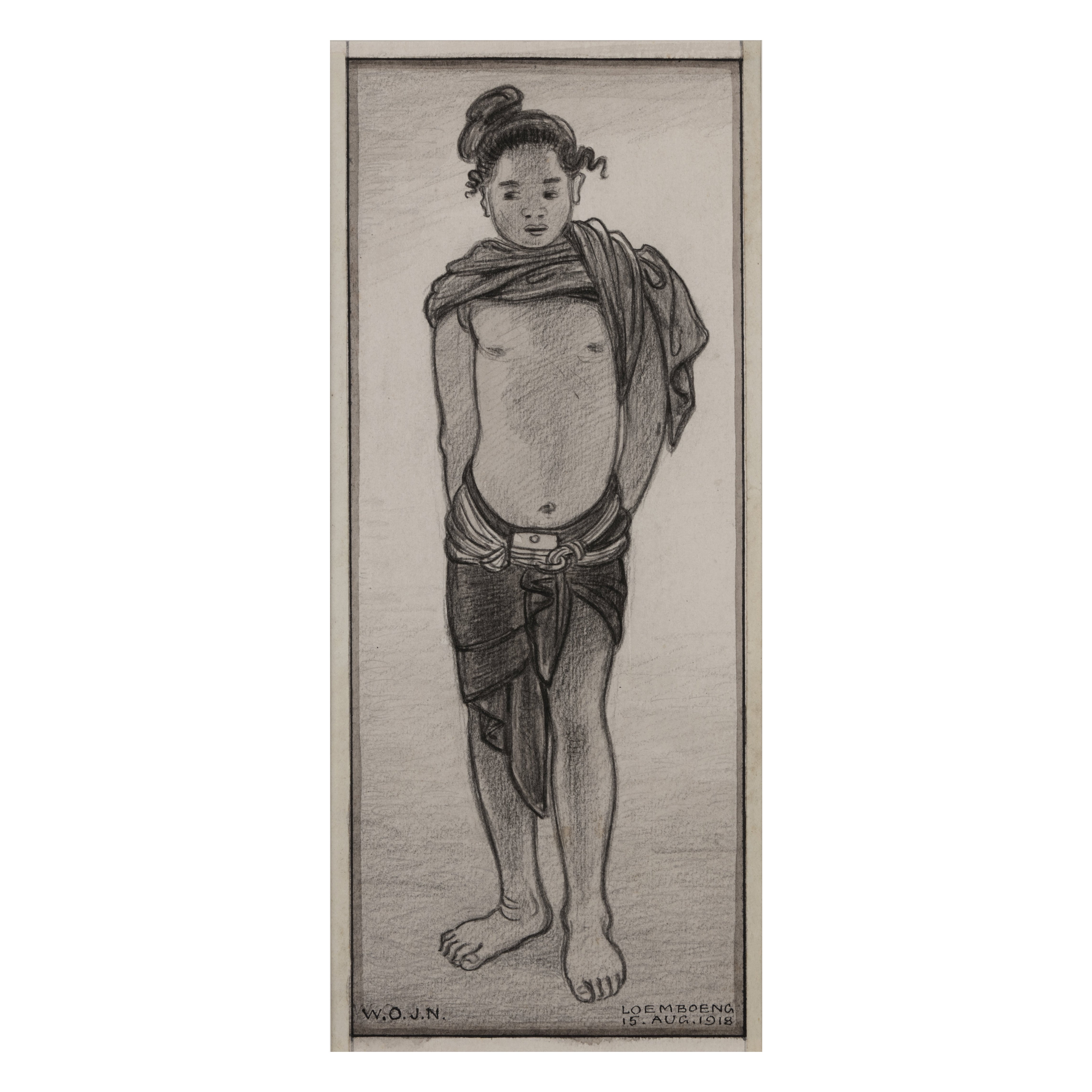 W.O.J. Nieuwenkamp (1874-1950) 'Young boy at Loemboeng, 1918'
