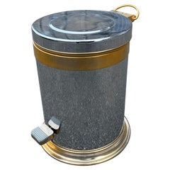 French A de P, 1980´s exclusive art deco trash can in chrome and brass