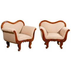 Pair of Robust 19th Century Swedish Wooden Club Chairs