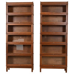 Arts & Crafts Walnut Six-Stack Barrister Bookcases by Hale, Pair