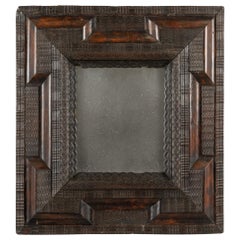 Antique 17th Century Italian Ebonised Ripple Framed Mirror