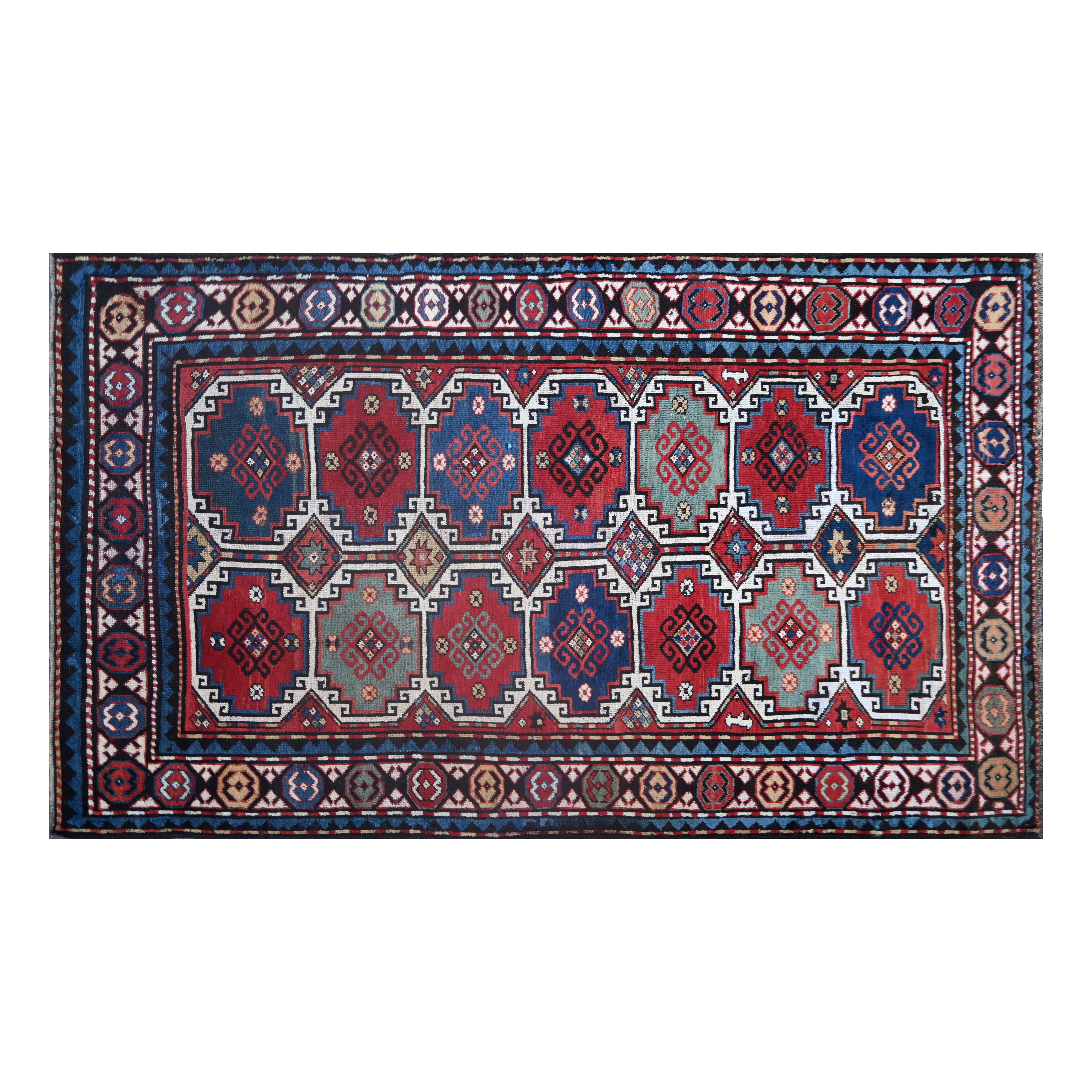 Tapis Kazak De Caucase XIXe Siècle, Circa 1880 - 210x145cm - N° 1504