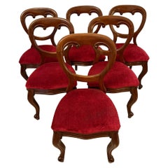 Magnífico juego de seis sillas de comedor antiguas victorianas de caoba